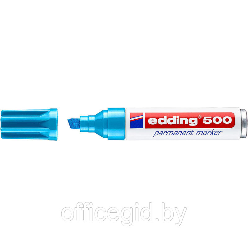 Маркер перманентный edding 500, скошенный наконечник, 2-7 мм Голубой, (10 шт/уп) - фото 1 - id-p204672184