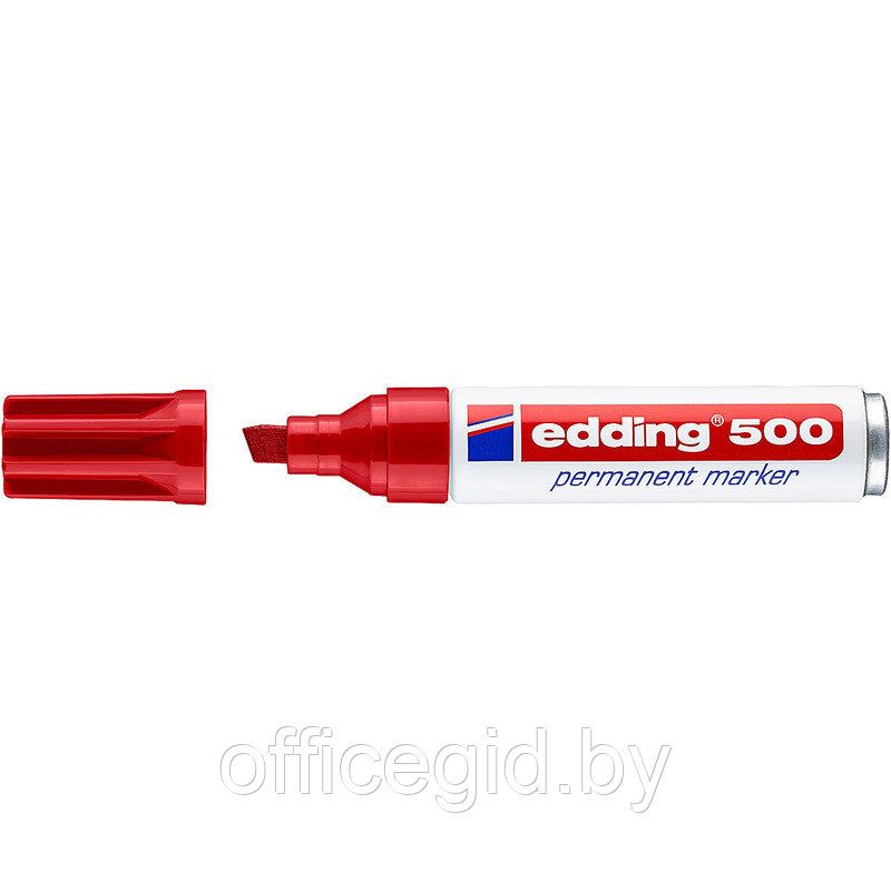 Маркер перманентный edding 500, скошенный наконечник, 2-7 мм Красный, (10 шт/уп) - фото 1 - id-p204672185
