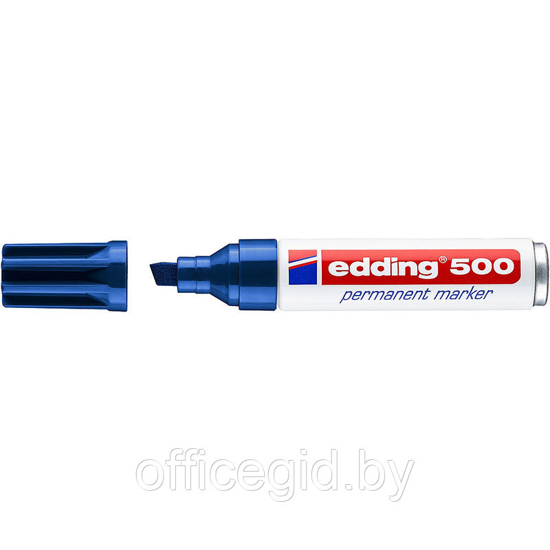 Маркер перманентный edding 500, скошенный наконечник, 2-7 мм Синий, (10 шт/уп) - фото 1 - id-p204672186