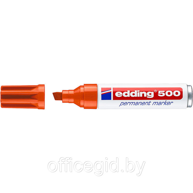 Маркер перманентный edding 500, скошенный наконечник, 2-7 мм Оранжевый, (10 шт/уп) - фото 1 - id-p204672189