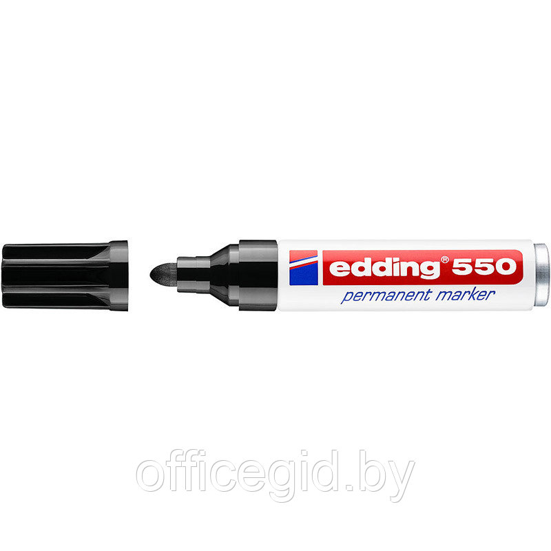 Маркер перманентный edding 550, круглый наконечник, 3-4 мм Черный, (10 шт/уп) - фото 1 - id-p204672193