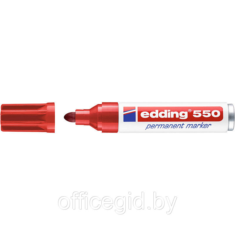 Маркер перманентный edding 550, круглый наконечник, 3-4 мм Красный, (10 шт/уп) - фото 1 - id-p204672196