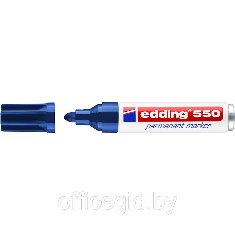 Маркер перманентный edding 550, круглый наконечник, 3-4 мм Синий, (10 шт/уп) - фото 1 - id-p204672197