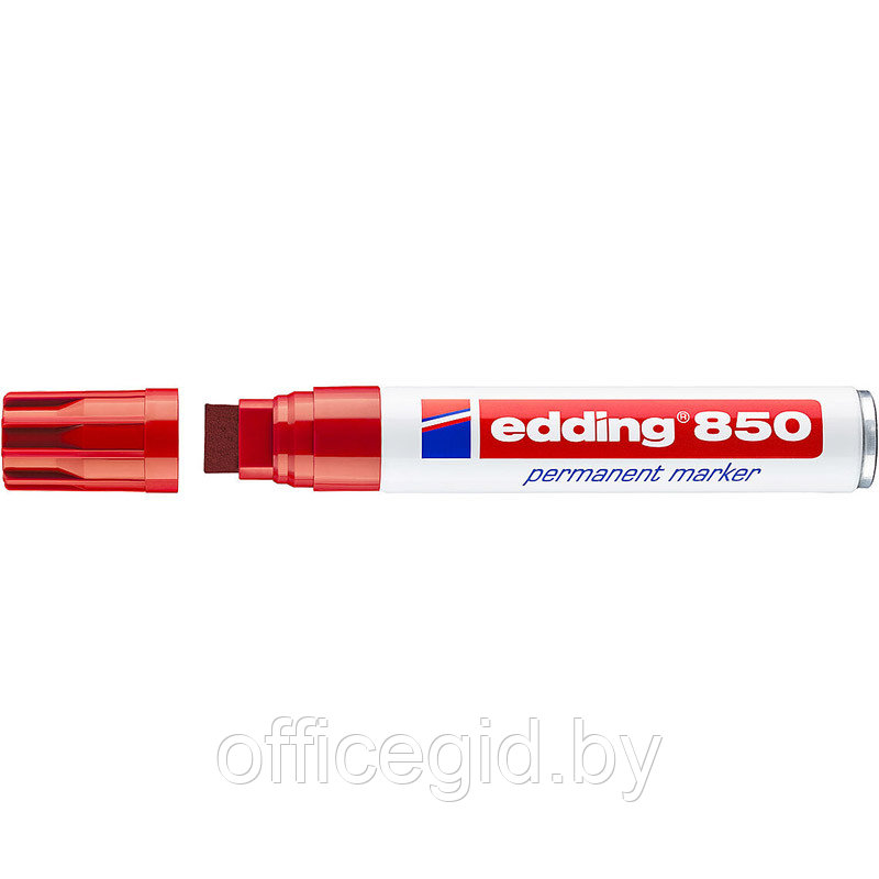 Маркер перманентный edding 850, скошенный наконечник, 5-16 мм Красный, (5 шт/уп) - фото 1 - id-p204672214