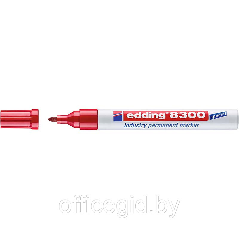 Маркер перманентный для жирных и пыльных поверхностей edding 8300, 1.5-3 мм Красный, (10 шт/уп) - фото 1 - id-p204672308