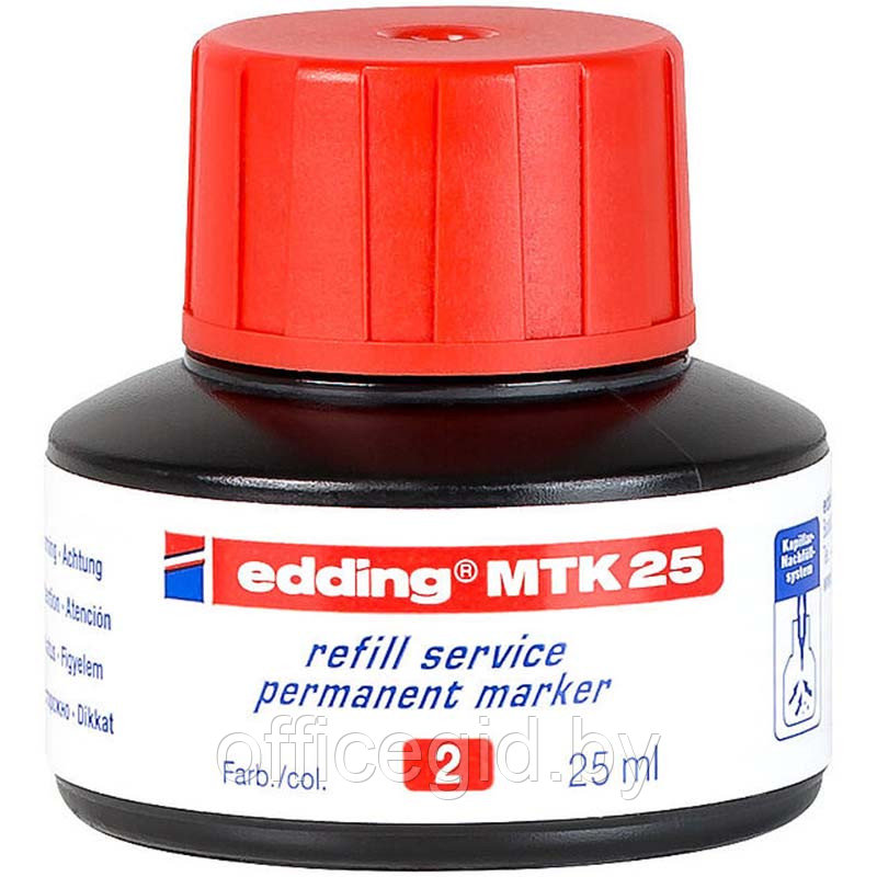 Чернила для заправки перманентных маркеров edding MTK25, капилярная система, 25 мл Красный, (10 шт/уп) - фото 1 - id-p204672380