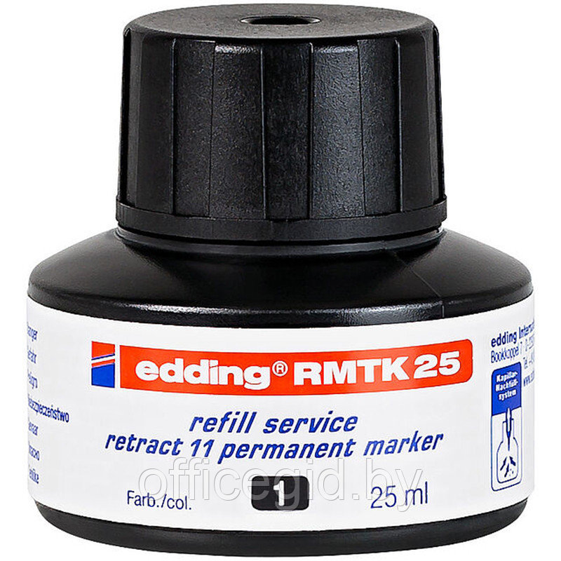 Чернила для заправки маркеров e-11 edding RMTK25, перманентные, капиллярная система, 25 мл Черный, (10 шт/уп) - фото 1 - id-p204672390