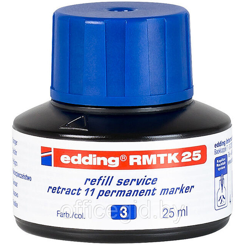 Чернила для заправки маркеров e-11 edding RMTK25, перманентные, капиллярная система, 25 мл Синий, (10 шт/уп) - фото 1 - id-p204672392