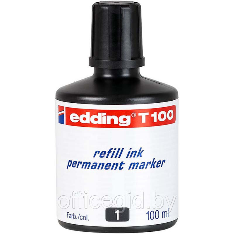 Чернила для заправки перманентных маркеров edding T100, флакон-капельница, 100 мл Черный, (10 шт/уп) - фото 1 - id-p204672394