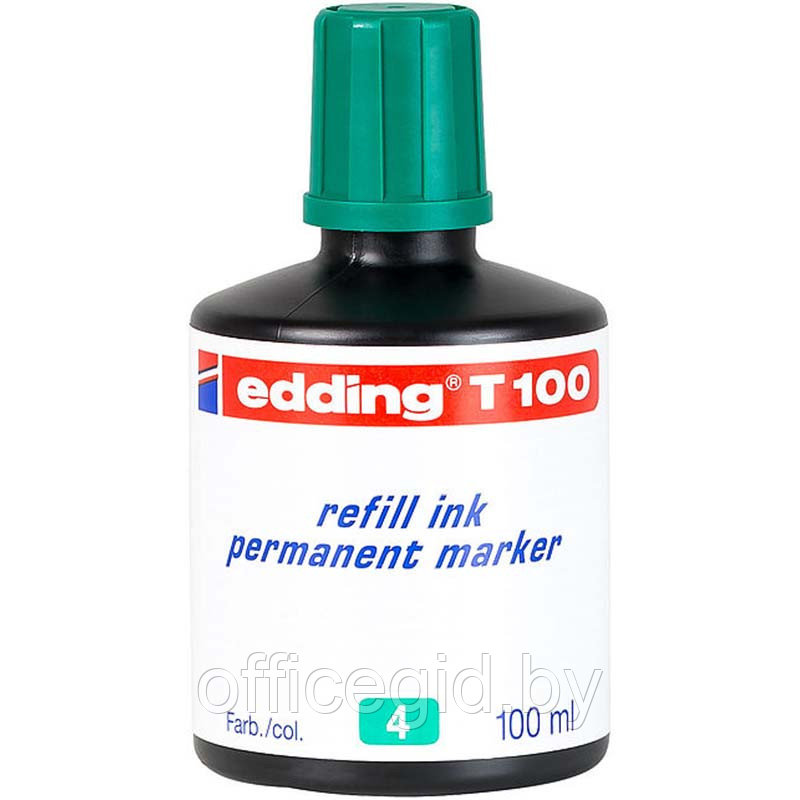 Чернила для заправки перманентных маркеров edding T100, флакон-капельница, 100 мл Зеленый, (10 шт/уп) - фото 1 - id-p204672397