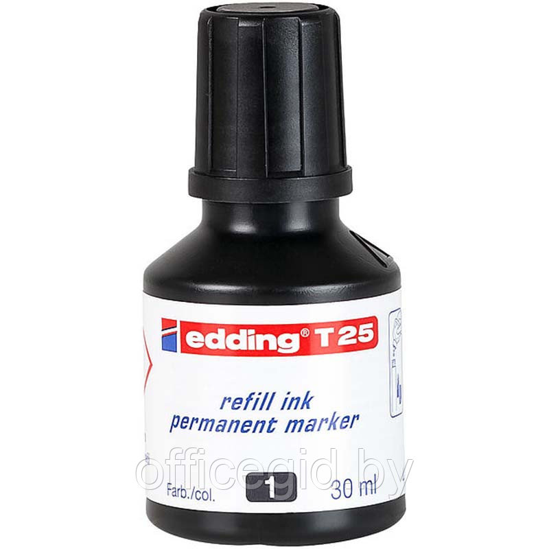 Чернила для заправки перманентных маркеров edding T25, флакон-капельница, 30 мл Черный, (10 шт/уп) - фото 1 - id-p204672402