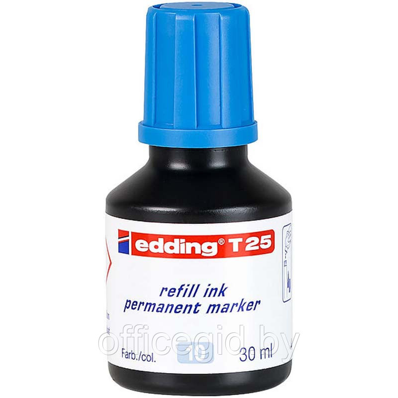 Чернила для заправки перманентных маркеров edding T25, флакон-капельница, 30 мл Голубой, (10 шт/уп) - фото 1 - id-p204672403