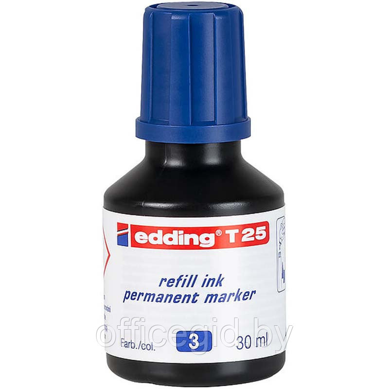 Чернила для заправки перманентных маркеров edding T25, флакон-капельница, 30 мл Синий, (10 шт/уп) - фото 1 - id-p204672405