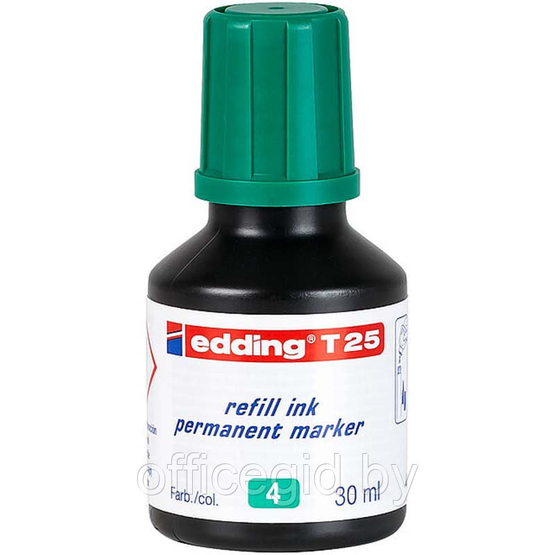 Чернила для заправки перманентных маркеров edding T25, флакон-капельница, 30 мл Зеленый, (10 шт/уп) - фото 1 - id-p204672406