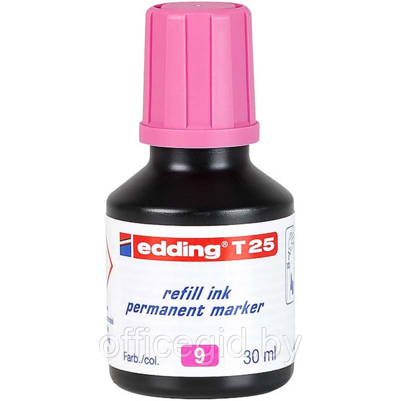 Чернила для заправки перманентных маркеров edding T25, флакон-капельница, 30 мл Розовый, (10 шт/уп) - фото 1 - id-p204672453