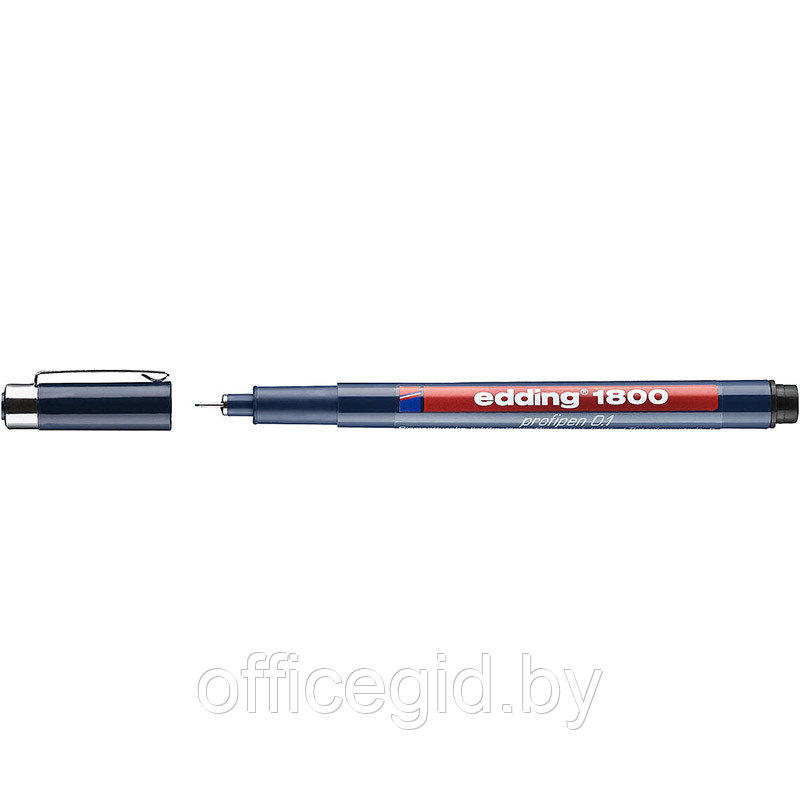 Ручка капиллярная edding 1800, для черчения, круглый наконечник, 0.1 мм Черный, (10 шт/уп) - фото 1 - id-p204672659