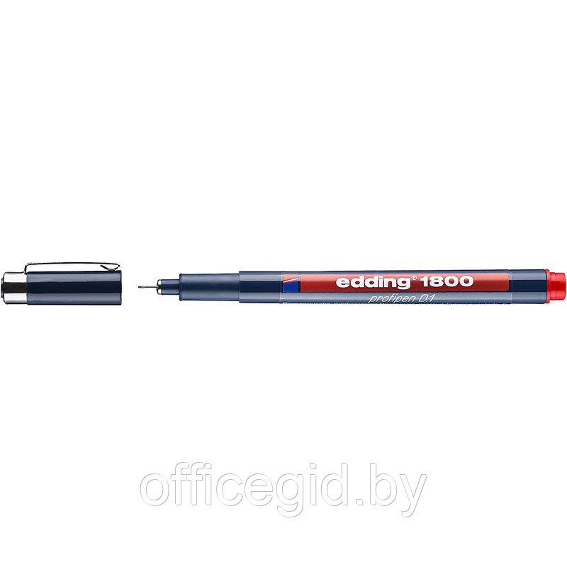 Ручка капиллярная edding 1800, для черчения, круглый наконечник, 0.1 мм Красный, (10 шт/уп) - фото 1 - id-p204672661