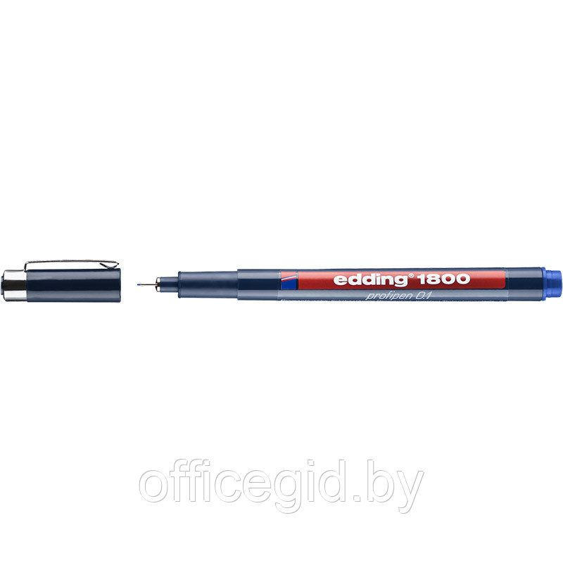 Ручка капиллярная edding 1800, для черчения, круглый наконечник, 0.1 мм Синий, (10 шт/уп) - фото 1 - id-p204672662