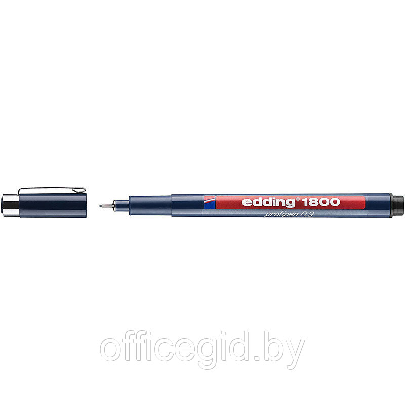 Ручка капиллярная edding 1800, для черчения, круглый наконечник, 0.3 мм Черный, (10 шт/уп) - фото 1 - id-p204672664