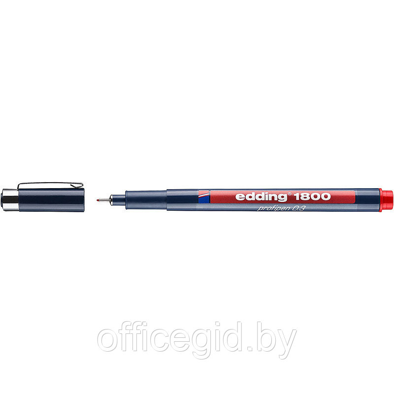 Ручка капиллярная edding 1800, для черчения, круглый наконечник, 0.3 мм Красный, (10 шт/уп) - фото 1 - id-p204672666