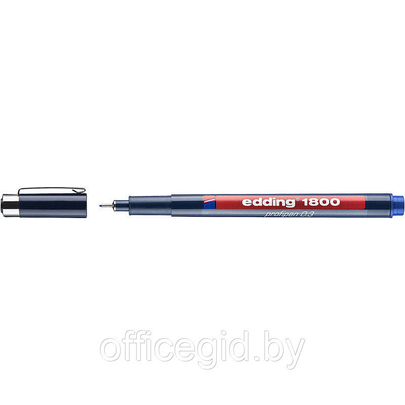 Ручка капиллярная edding 1800, для черчения, круглый наконечник, 0.3 мм Синий, (10 шт/уп) - фото 1 - id-p204672667