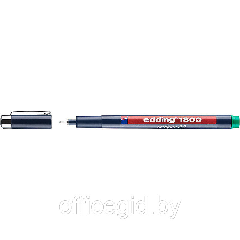 Ручка капиллярная edding 1800, для черчения, круглый наконечник, 0.3 мм Зеленый, (10 шт/уп) - фото 1 - id-p204672668