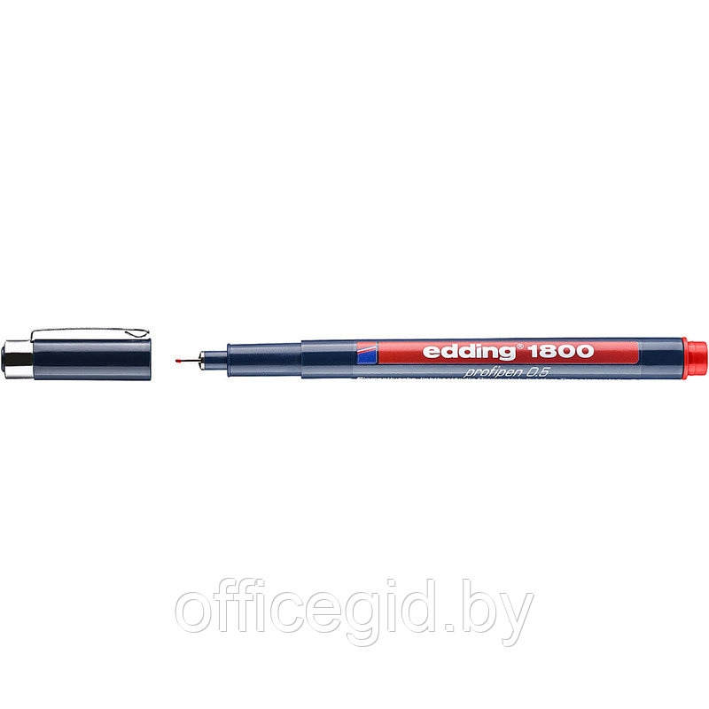 Ручка капиллярная edding 1800, для черчения, круглый наконечник, 0.5 мм Красный, (10 шт/уп) - фото 1 - id-p204672671