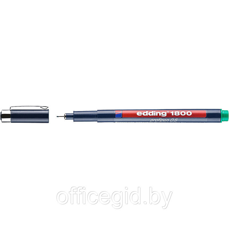 Ручка капиллярная edding 1800, для черчения, круглый наконечник, 0.5 мм Зеленый, (10 шт/уп) - фото 1 - id-p204672673