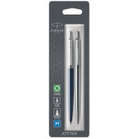 Набор Parker "Jotter London": шариковая ручка Blue(металл) + гелевая ручка Stainless Steel,