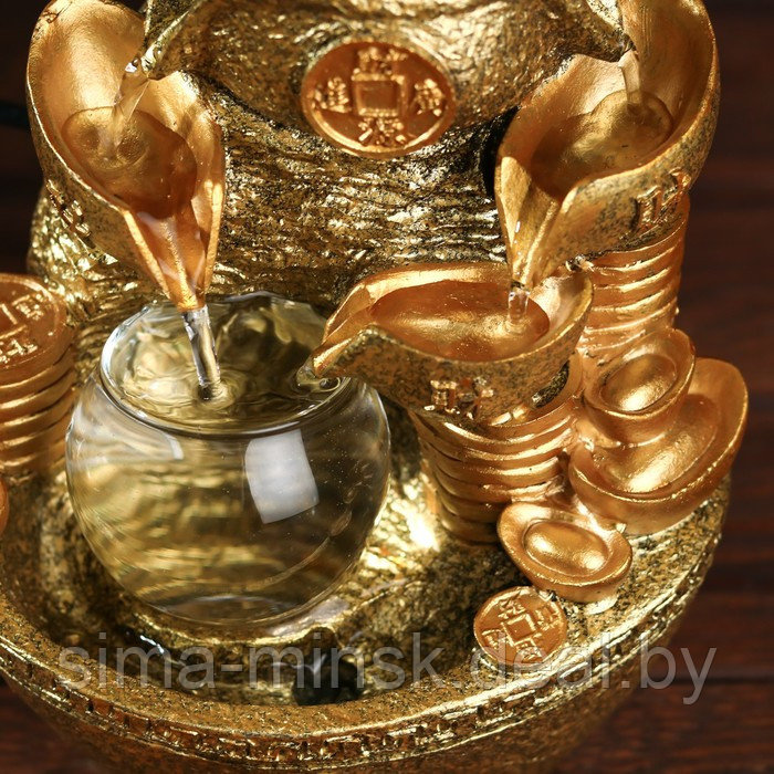 Фонтан настольный от сети, подсветка "Слиток золота и монеты" золото 21х17х12 см - фото 6 - id-p204696664
