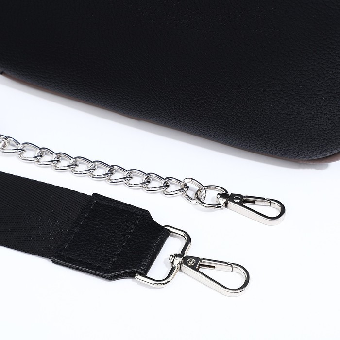Сумка кросс-боди TEXTURA на молнии, наружный карман, длинный ремень, цвет чёрный/серый - фото 6 - id-p204696902
