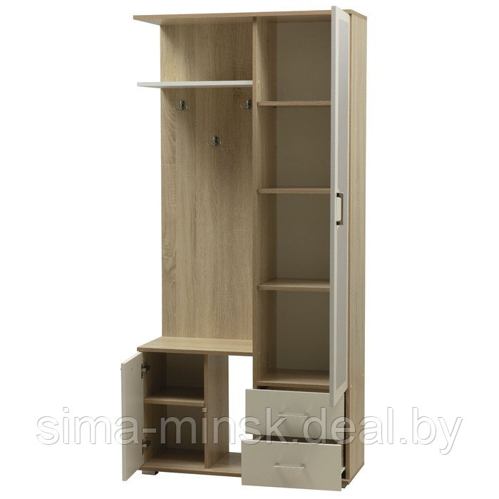 Шкаф комбинированный «Кармен 1», 900×350×1900 мм, зеркало, цвет дуб сонома / белый - фото 3 - id-p204697810