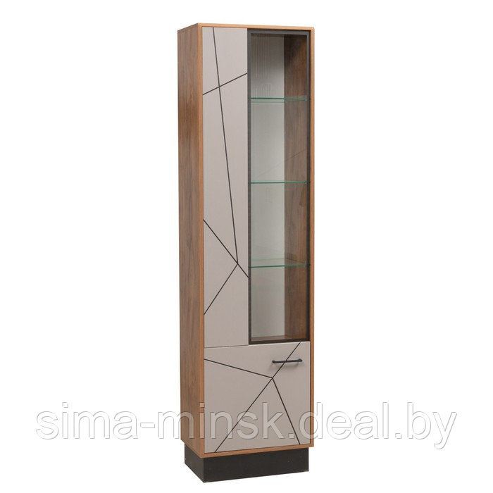 Шкаф-пенал «Гамма» 54.01, 554×360×2075 мм, стекло, левый, цвет таксония / чёрный / грей - фото 1 - id-p204699273