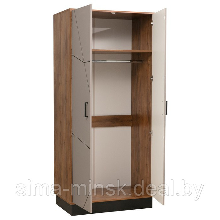 Шкаф 2-х дверный для одежды «Гамма» 54.03, 954×565×2075 мм, таксония / чёрный / ПВХ грей - фото 2 - id-p204699293