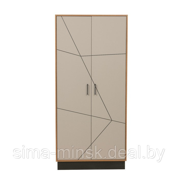 Шкаф 2-х дверный для одежды «Гамма» 54.03, 954×565×2075 мм, таксония / чёрный / ПВХ грей - фото 3 - id-p204699293