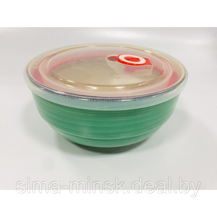 Салатник с пластиковой крышкой Elrington «Аэрограф изумруд», 800 мл, d=15 см - фото 1 - id-p204699544