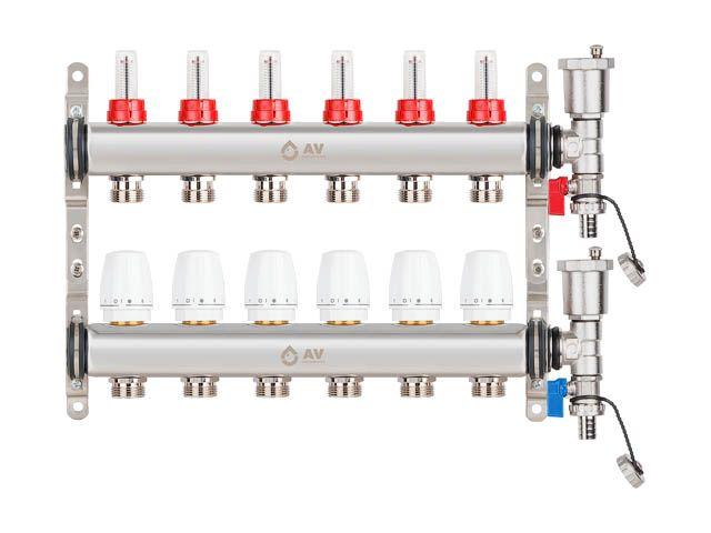 Коллекторная группа AVE136, 6 вых. AV Engineering (PRO серия Для теплого пола и водоснабжения) - фото 1 - id-p183148744