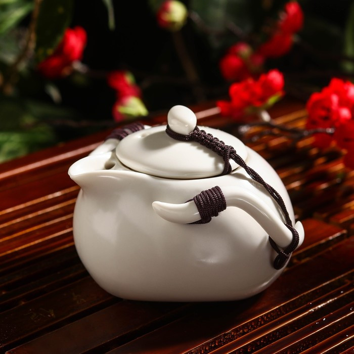 Набор для чайной церемонии керамический «Тясицу», 8 предметов: 4 пиалы 50 мл, чайник 120 мл, салфетка, щипцы, - фото 3 - id-p204701721