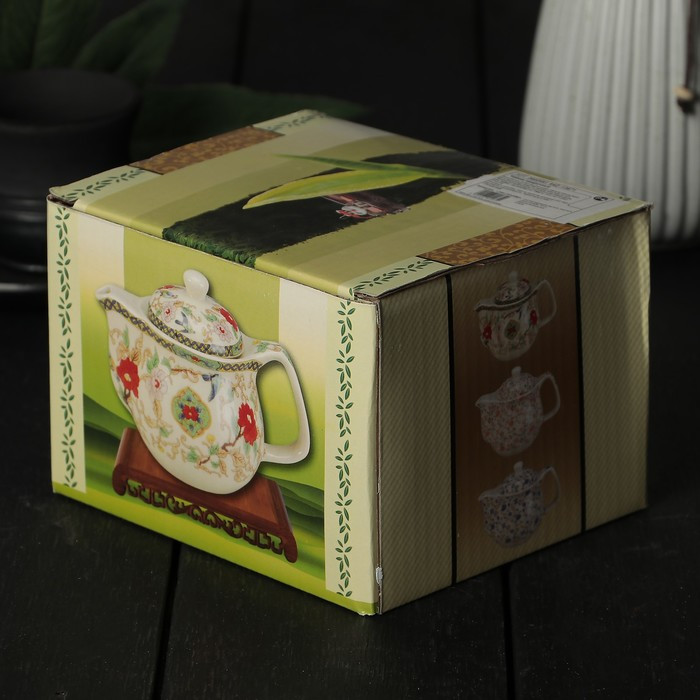 Чайник керамический заварочный «Виньетки», 350 мл, металлическое сито, цвет зелёный - фото 3 - id-p204701744