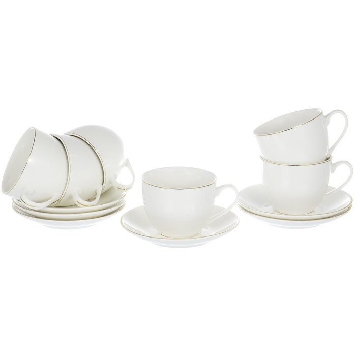 Чайный набор Balsford «Грация шелк», 12 предметов, 220 мл, декор белый с золотом - фото 1 - id-p204702128
