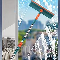 Щетка для мытья окон и уборки универсальная с телескопической ручкой 28х6х110-145 см. (QH22-82), фото 3