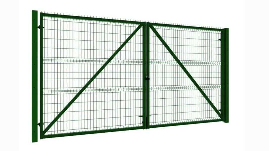 Ворота распашные с панелями из 3D (еврозабор) с полимерным покрытием - фото 2 - id-p81379323