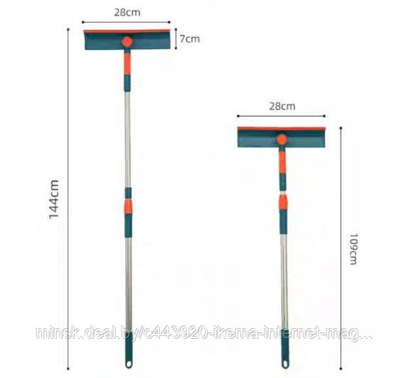 Щетка для мытья окон и уборки универсальная с телескопической ручкой 28х6х110-145 см. (QH22-82) - фото 9 - id-p204700589