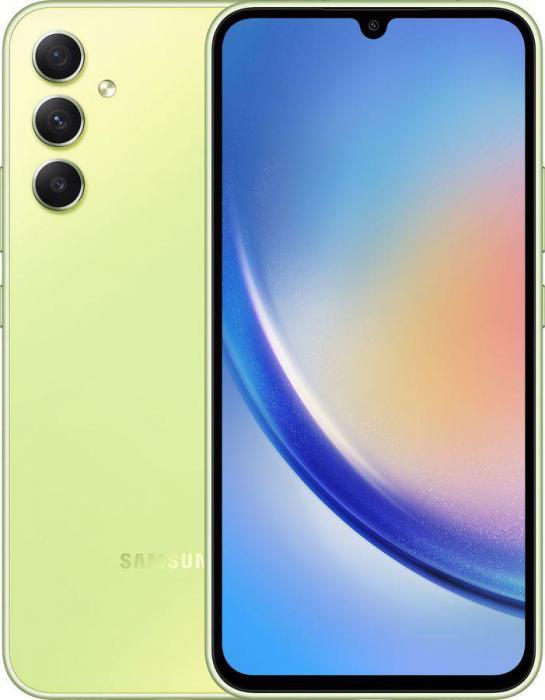 Смартфон Samsung Galaxy A34 5G 6/128Gb, SM-A346E, зеленый лайм - фото 1 - id-p204387303