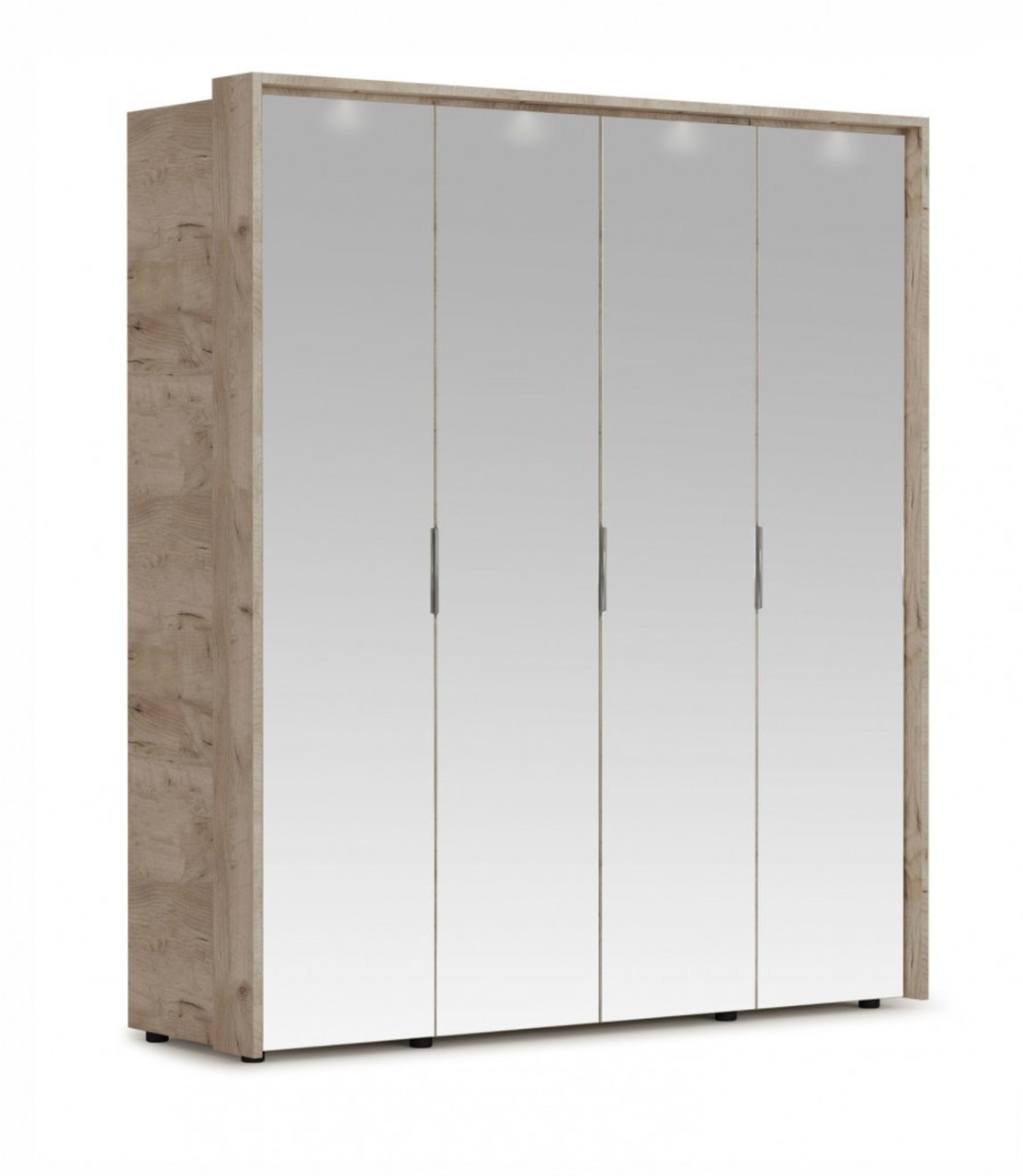 Распашной шкаф Джулия 4дв (4 зерк) с порталом Крафт серый/белый глянец - фото 1 - id-p204376401