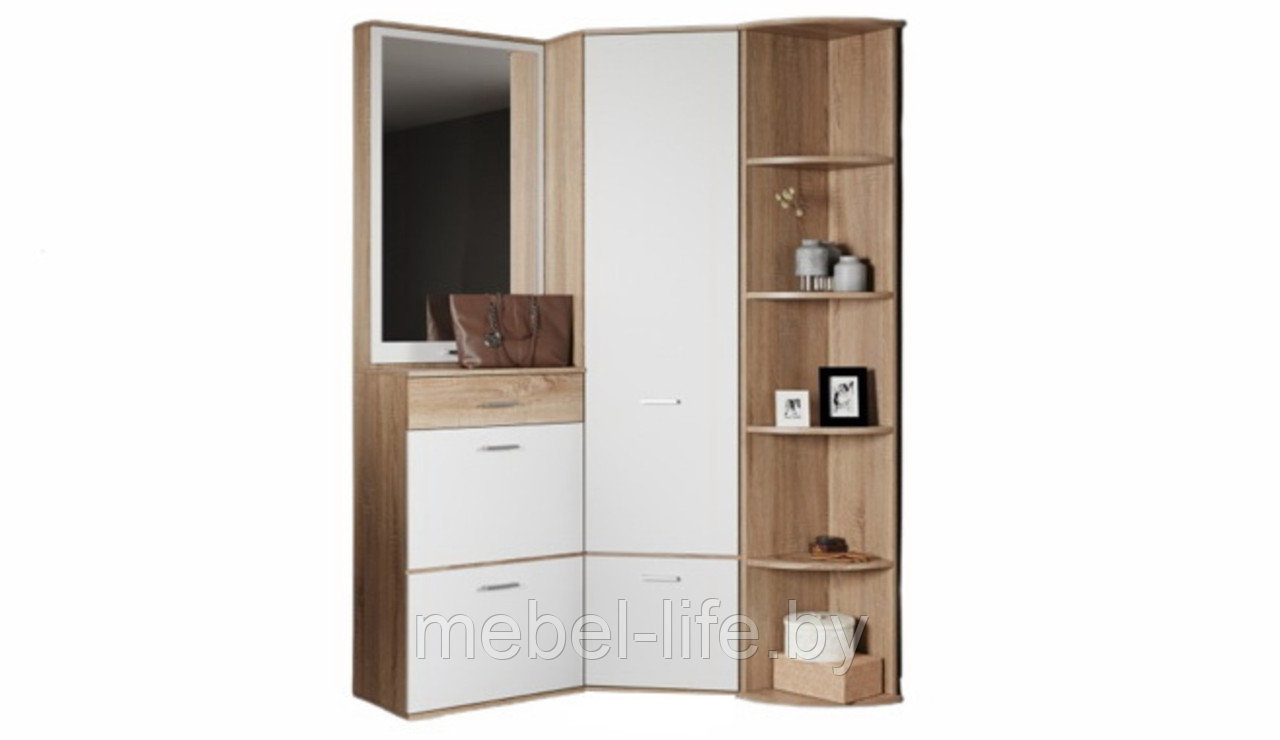 Гарнитур в прихожую Виола с полками Дуб Сонома/белый