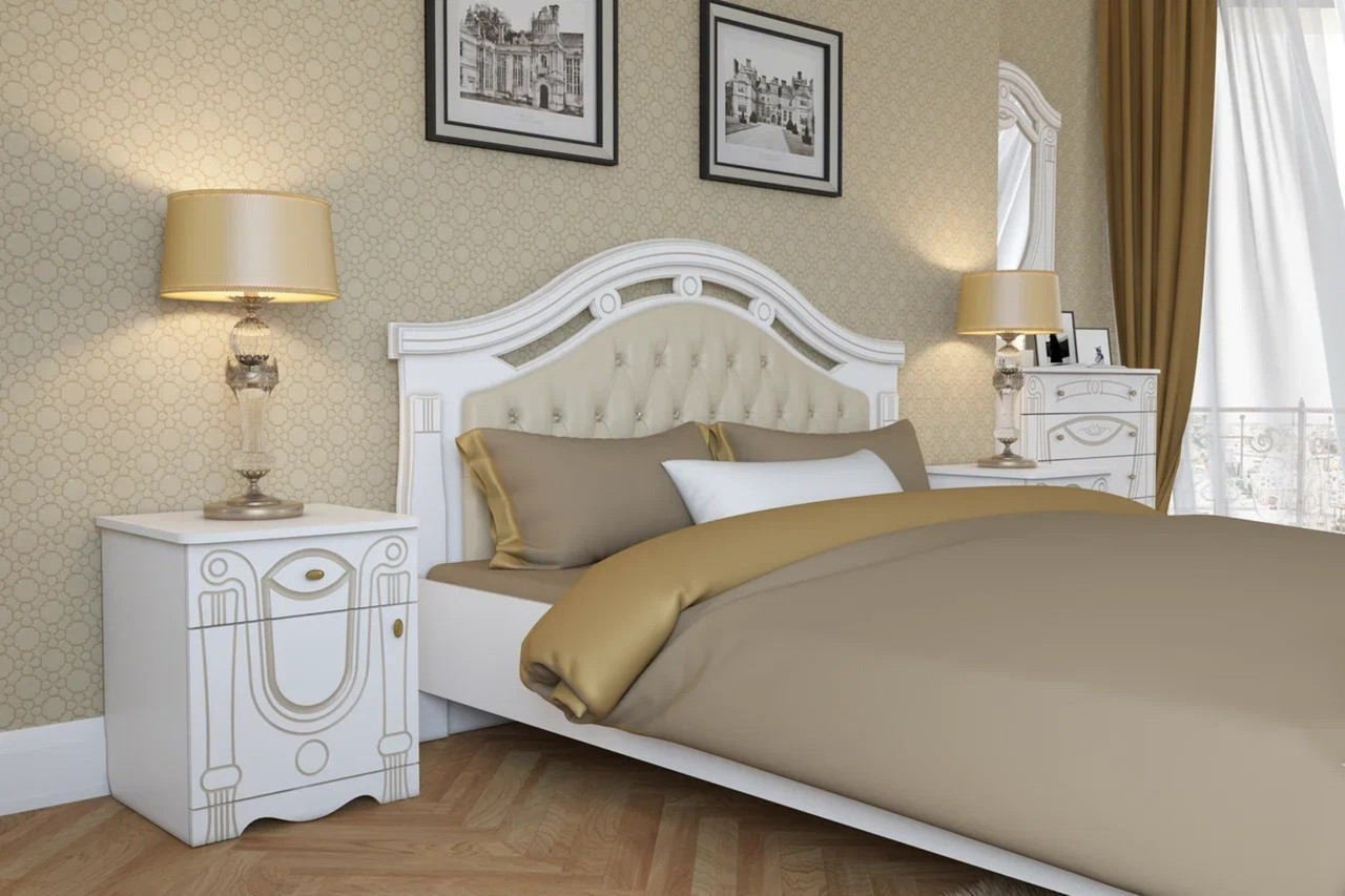Спальня Александрина Тумба прикроватная (2шт) Белый/Золото - фото 9 - id-p204378729