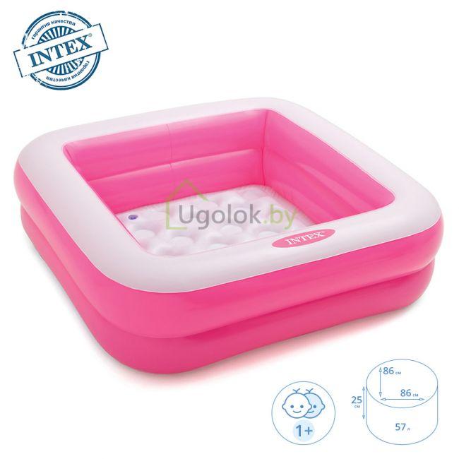 Детский бассейн с надувным дном Intex 86х86х25 см, 1-3 года, 57100NP, розовый - фото 2 - id-p204721563