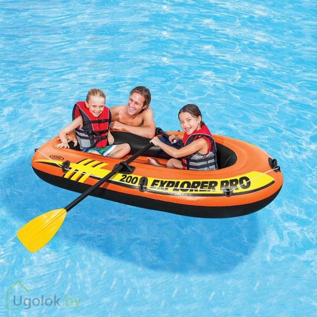 Надувная лодка Intex Explorer Pro 200 с вёслами и насосом 58357NP (196x102x33 см) 6+ - фото 2 - id-p204725808