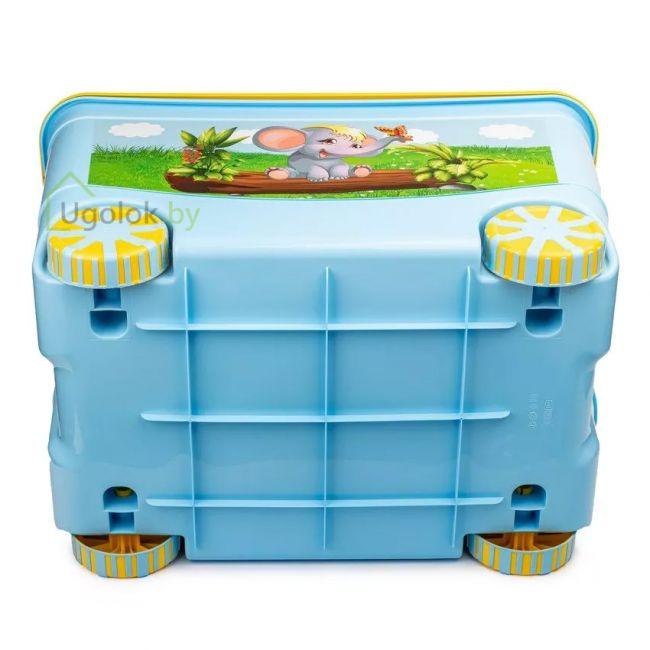 Ящик для игрушек на колёсах KidsBox светло-бирюзовый/коралловый - фото 3 - id-p204725029